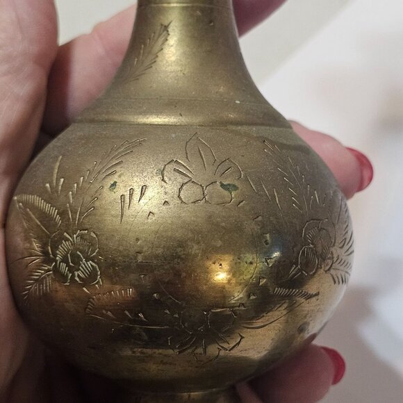 Vtg Indian Brass Rose Water Holy Water Sprinkling Bottle (Gulab Pash) Religious - Picture 11 of 17